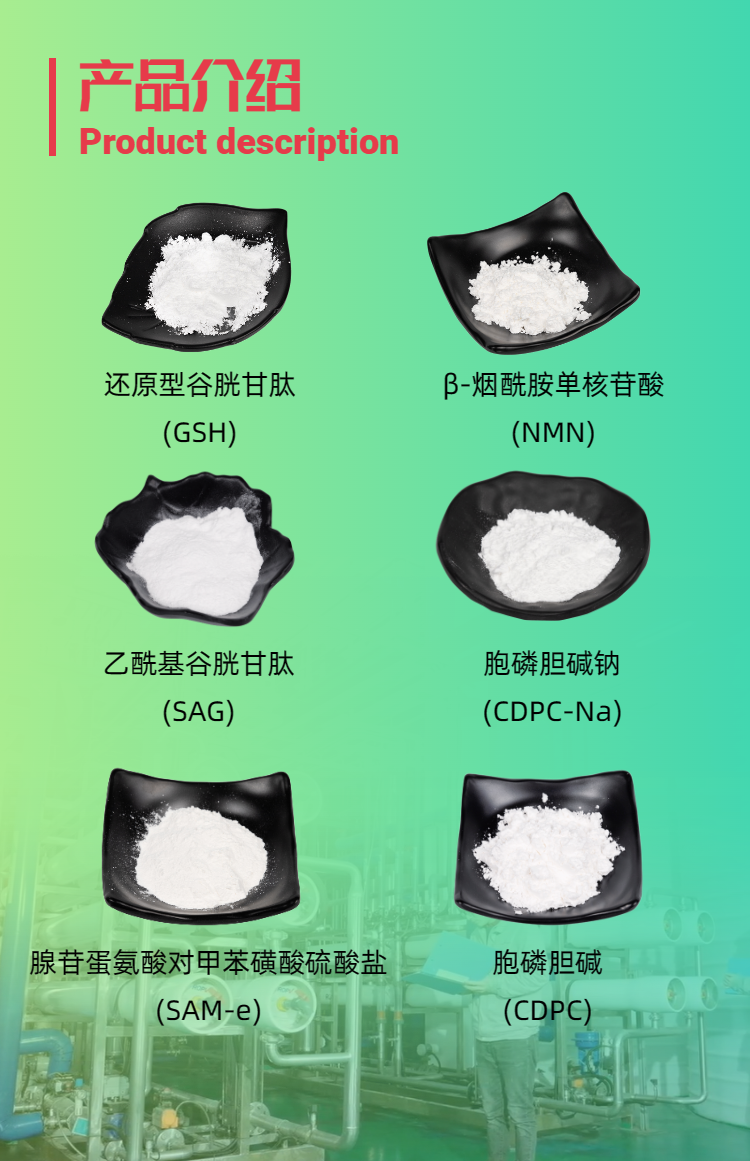 古特生物產(chǎn)品系列：還原型谷胱甘肽GSH、乙?；入赘孰腟AG、煙酰胺單核苷酸NMN、胞磷膽堿鈉CDPC-Na、腺苷蛋氨酸對甲苯磺酸硫酸鹽SAMe